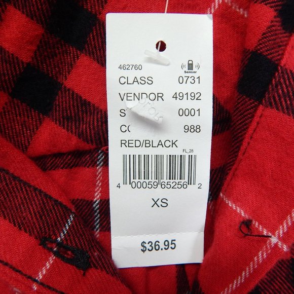 PacSun L.A Hearts Womens Plaid Long Sleeve Button Down Flannel Red Black Size XS - Picture 5 of 8